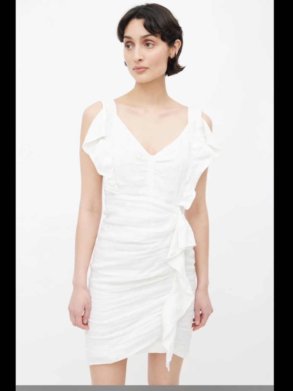 Isabel Marant Étoile Linen Ruffle Mini Dress | FR 42 (US 10) | White
